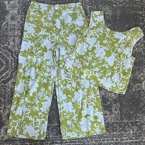 Maeve Green and White Floral Two-Piece Set